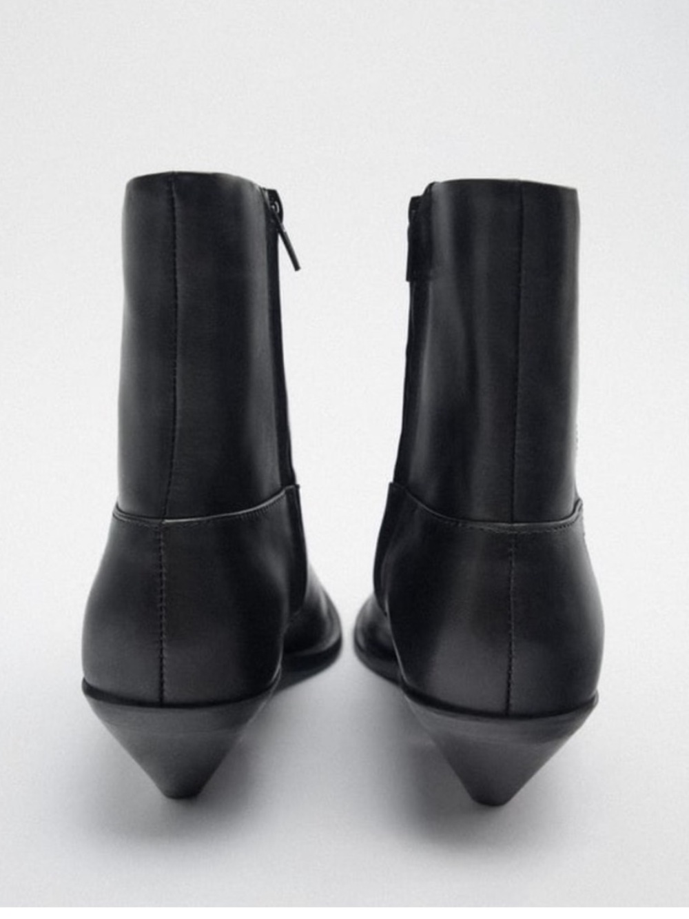 Zara leather cowboy ankle boot booties black EU 36 1122/010 western rodeo - Picture 9 of 16